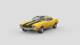Low Poly Car automobile, wheel, power, vehicles, camaro, cars, drive, sedan, chevrolet, vintage, speed, chevy, classic, 1967, old, auto, coupe, classic-car, racing-car, racing, race, chevy-camaro, camaro-1967