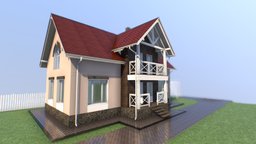 2 floor cottage modern, project, cute, cottage, brick, people, exterior, architect, fashion, roof, family, , reflection, aqua, famale, residense, character, glass, 3d, model, design, man, house, home, sketchfab, interior, download, wall