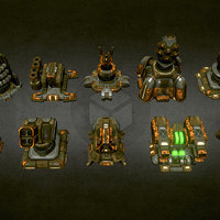 Tower Defense Construction Kit. kit, tower, set, craft, defense, strategy, moba, unity, asset, mobile, sci-fi, 3dmodel, construction, space