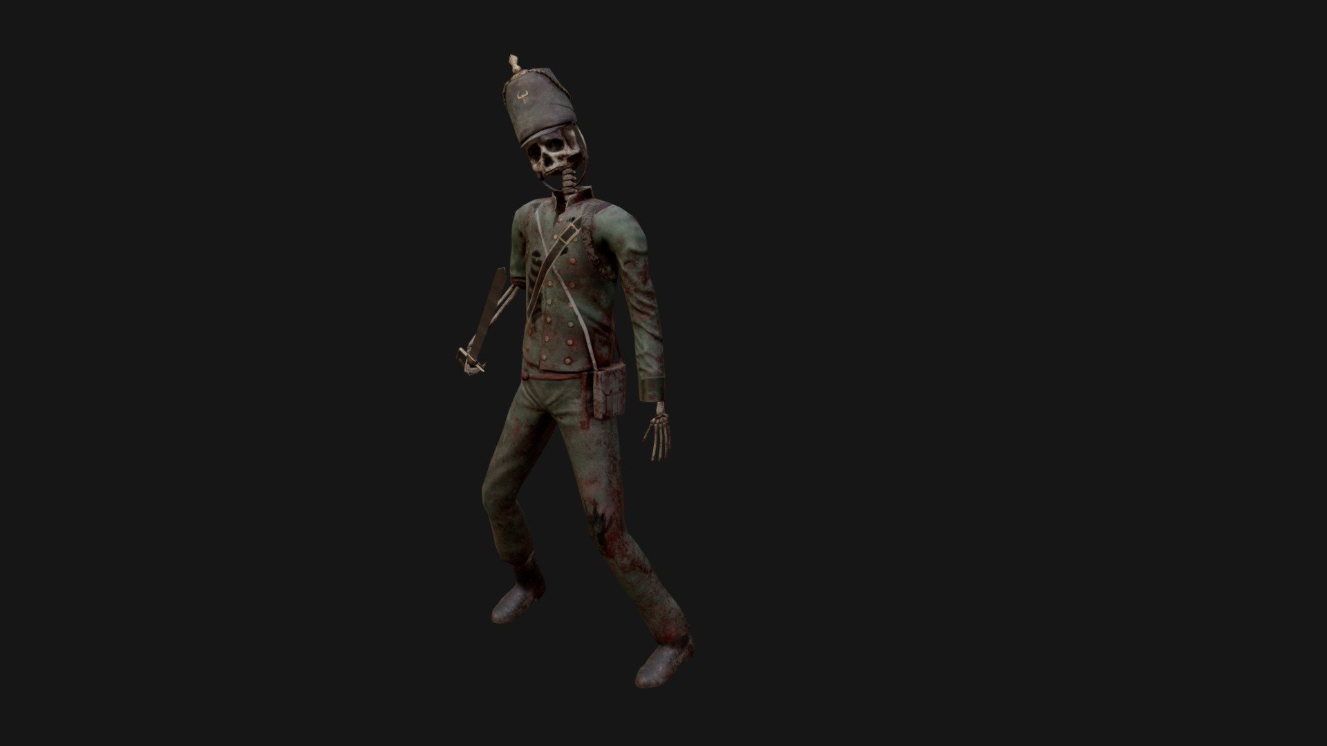 Low poly model for the skeleton soldier, an enemy character for &ldquo;After the Light
