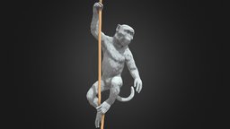 Long Tailed Macaque monkey, sculpt, forest, cute, toy, ape, wild, long, tail, print, realistic, real, nature, printable, wildlife, macaque, 3dprint, animal, sculpture, macaca, fascicularis, long-tailed