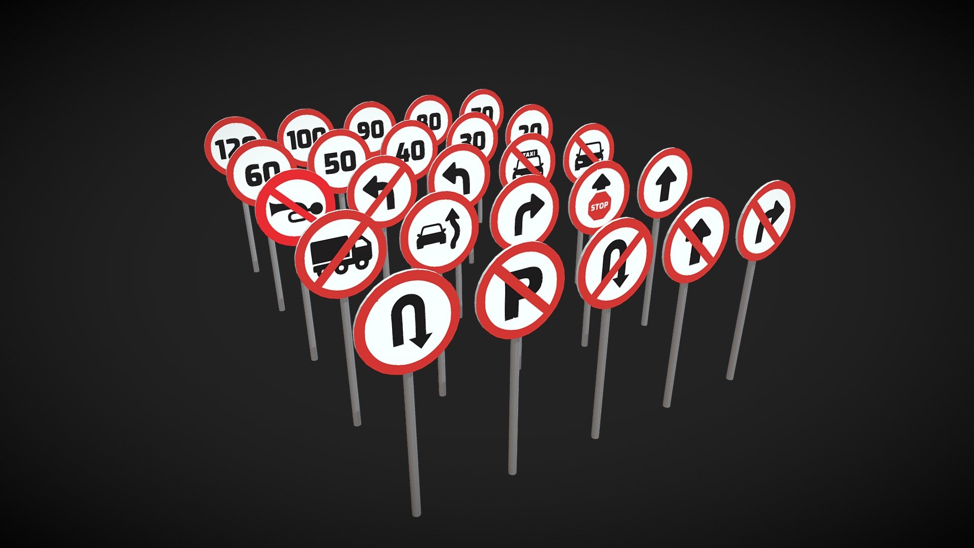 Traffic warning signs
Medium quality
Can be used in games or shooting scenes
Consists of 25 signs
Texture is High quality - Warning traffic signs - Download Free 3D model by CoderBoy (@baso4388) 3d model