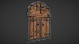 Medieval Door gate, castle, medieval, metal, old, gameart, gameasset, wood, decoration, door