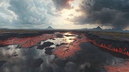 HDRI Lava Land Panorama N landscape, 360, vr, lava, virtualreality, magma, panorama, equirectangular, hdri, skybox, hdr, panoramic, skydome, spherical-panorama, createdwithai, skysphere