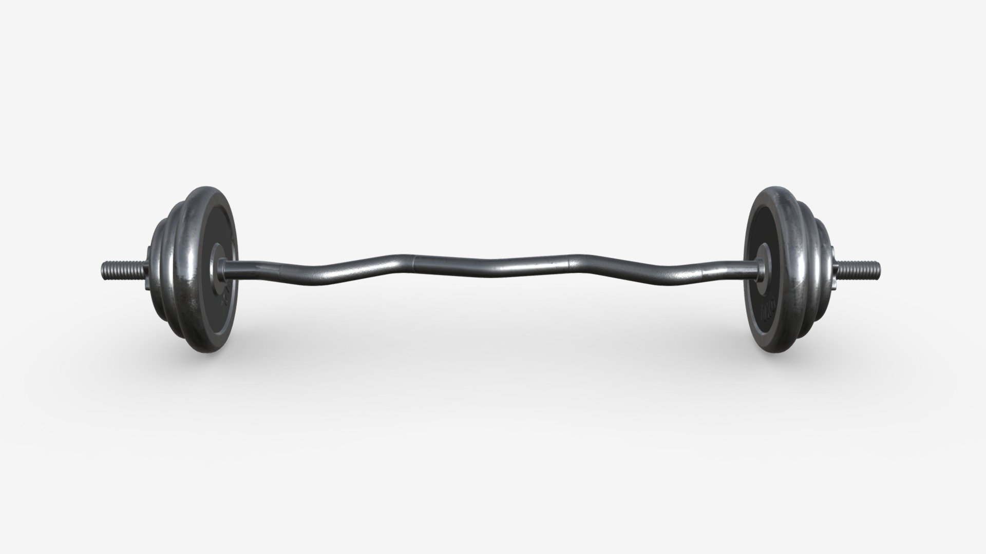Curved weight bar with weights - Buy Royalty Free 3D model by HQ3DMOD (@AivisAstics) 3d model