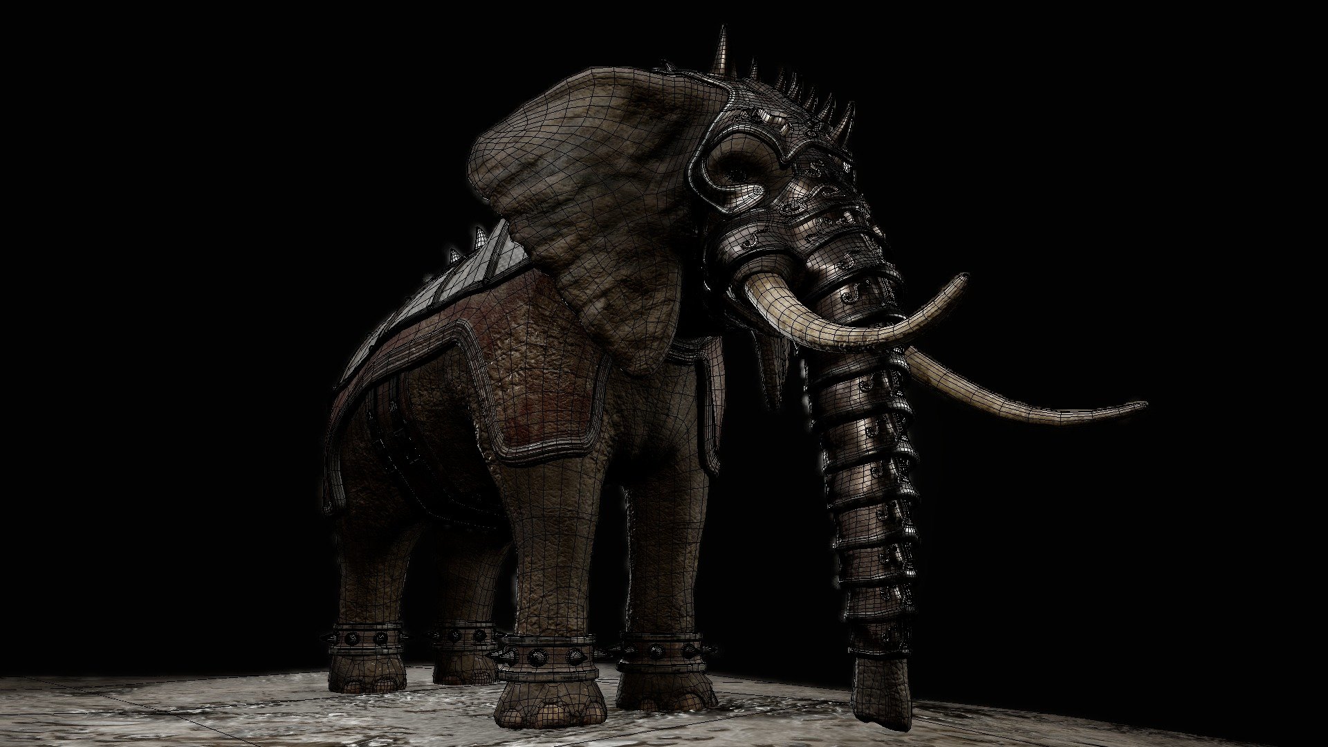 Elephant sculpted in Z-brush, retopology in Maya and texturing in substance - Elephant_Elven - 3D model by Goolool 3d model