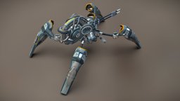 Spider Drone V6 Cybertech insect, drone, mech, gaming, spider, indie, console, ps, walker, vr, ar, arachnid, gamedev, metal, android, ios, machine, igor, gunner, indiegamedev, game, robot