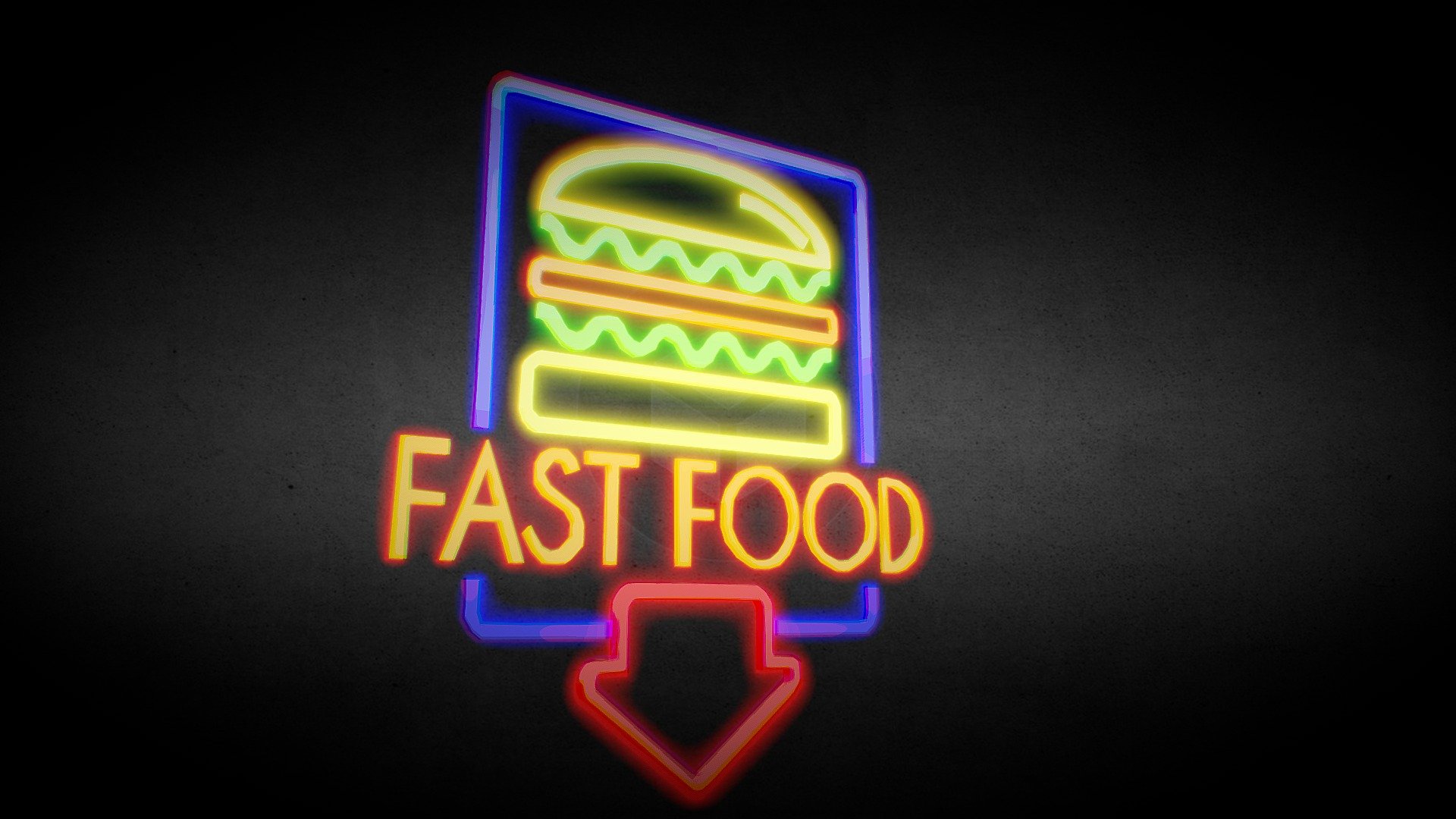 Fast food neon sign - Neon Sign - Fast Food - Buy Royalty Free 3D model by OmegaRedZA 3d model