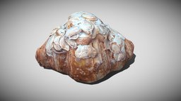 Almond croissant (2K texture lowpoly) food, french, breakfast, dessert, pastry, croissant, lowpoly, baked-goods