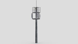 Telecommunication Tower 04 tower, system, cell, antenna, communication, roof, industry, network, equipment, cellular, phone, connection, telephone, rooftop, transmitter, telecommunication, communications, 3d, building, industrial