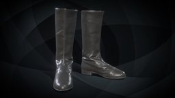 High leather officer Boots Lowpoly assets