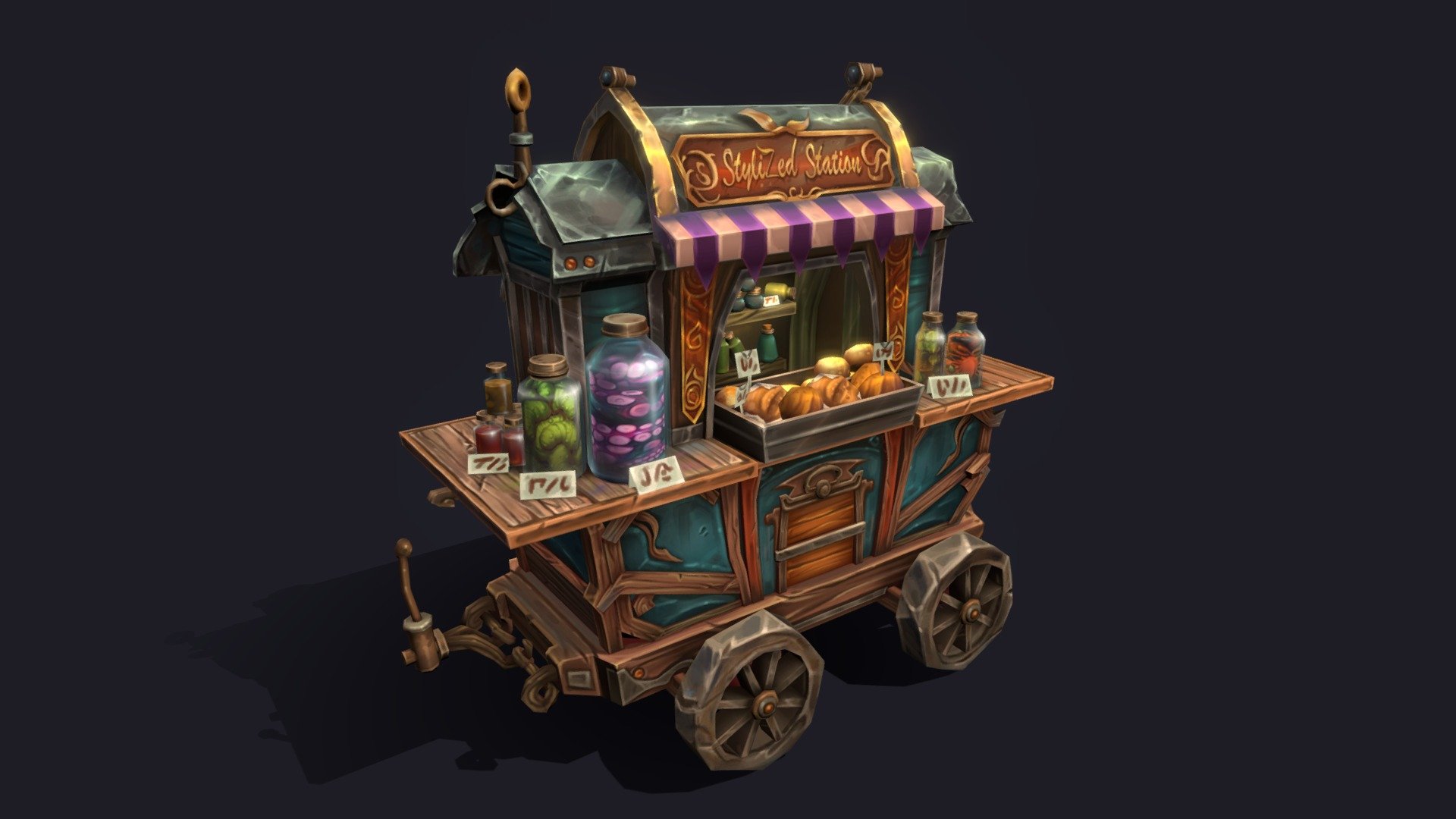Hi! This model was made exclusively for Stylized Station course, which I has pleasure to be mentor on.
https://www.artstation.com/artwork/OGEXge - Food Cart - Handpaint Course Model - 3D model by Oleaf (@homkahom0) 3d model