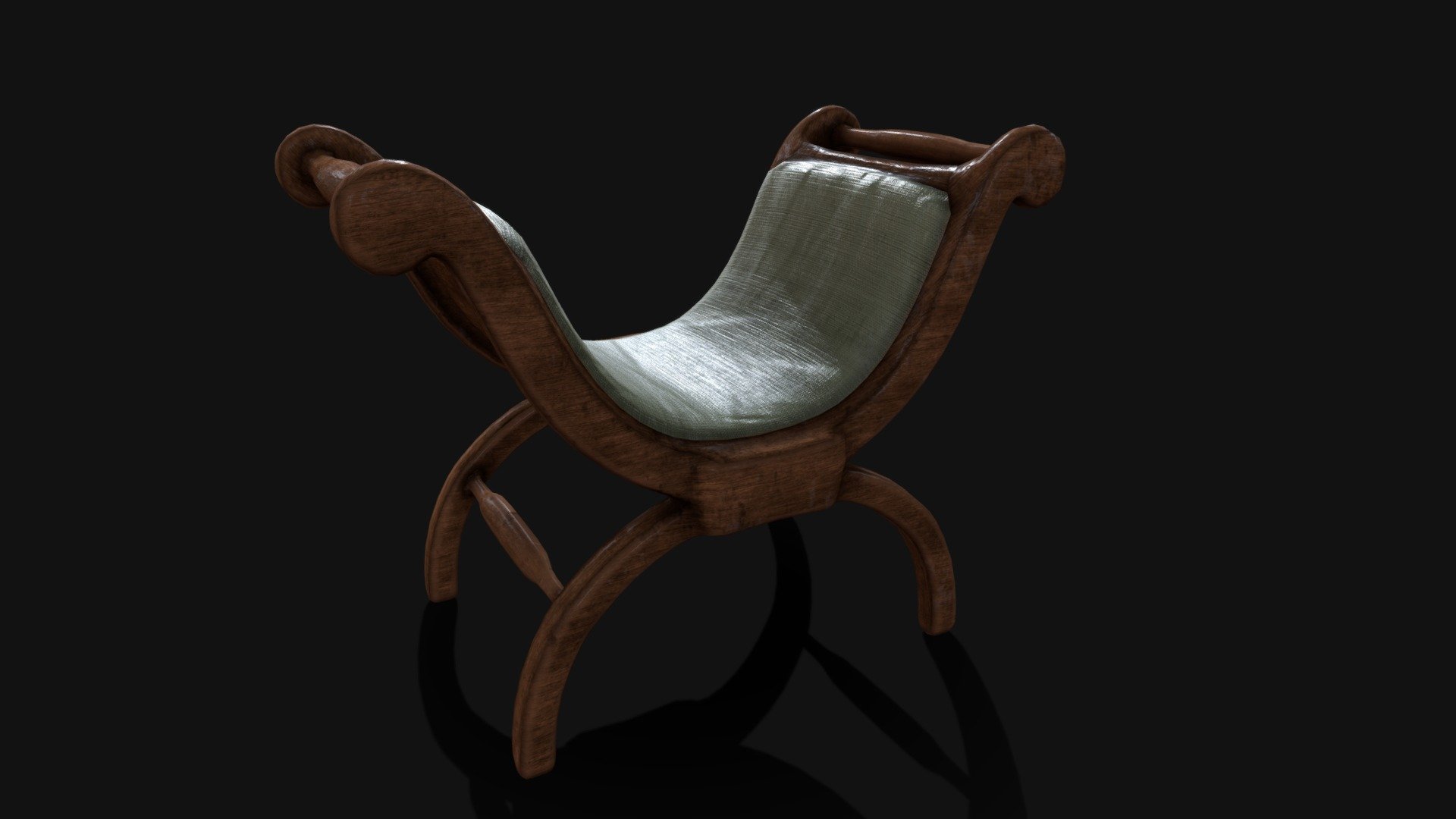This curule chair, from the latin sella curulis, is a style of chair known for its curved legs 3d model