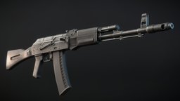 AK-74M rifle, akm, ak74m, weapon, lowpoly, gun, ak47, gameready