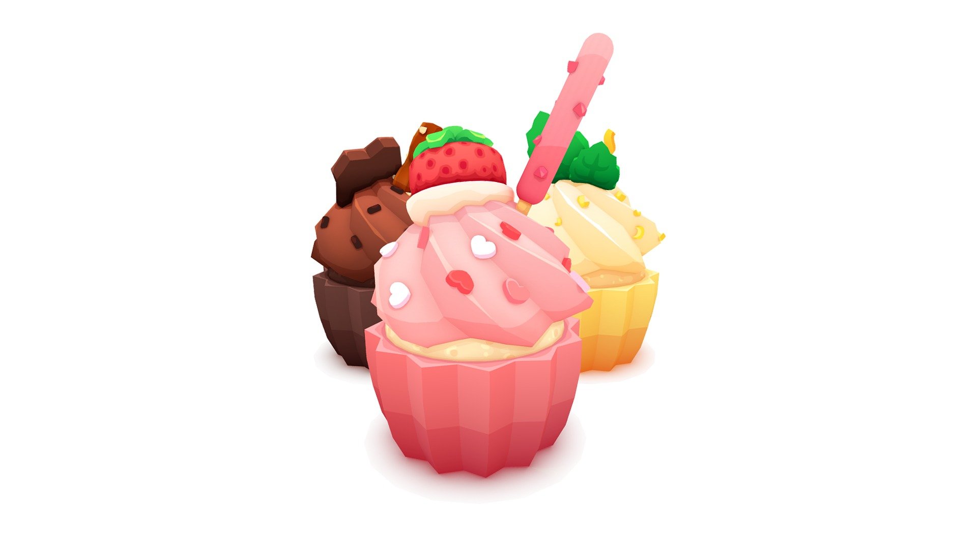 Strawberry, Chocolate and Lemon Cupcakes
Modelled in 3dsmax, painted in Substance Painter 3d model