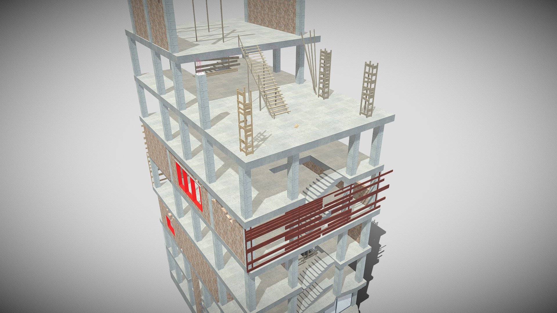 Framed concrete construction house - Construction - Buy Royalty Free 3D model by Stas Gunko (@Stasgunko) 3d model