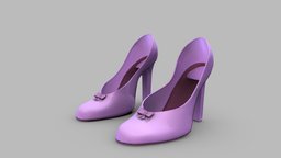 Female Cute Purple High Heels Shoes cute, high, heel, fashion, bow, purple, girls, shoes, heels, womens, decorated, stilettos, pbr, low, poly, female