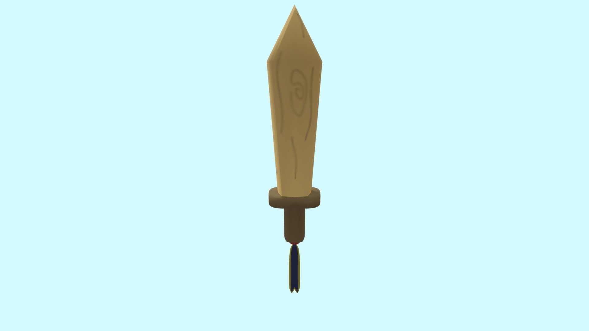 Low poly sword with a cartoon wood texture. Has a ribbon that is rigged. Originally a prop for VRChat 3d model