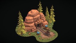 Crystal mine plants, stylised, props, freedownload, blender, lowpoly, gameready