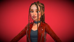 Stylized Cartoon Game Girl Character (Rigged) toon, cute, games, beauty, young, teen, woman, character, girl, cartoon, game, lowpoly, female, characters, rigged, gameready, noai