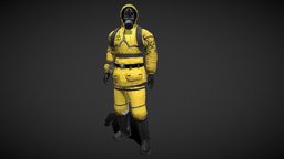 Man In Protective Hazmat Suit suit, equipment, biohazard, mask, rubber, personal, hazmat, overall, protective, latex, yello, breathable, hazardous, man, plastic, cilicone, thermoformed