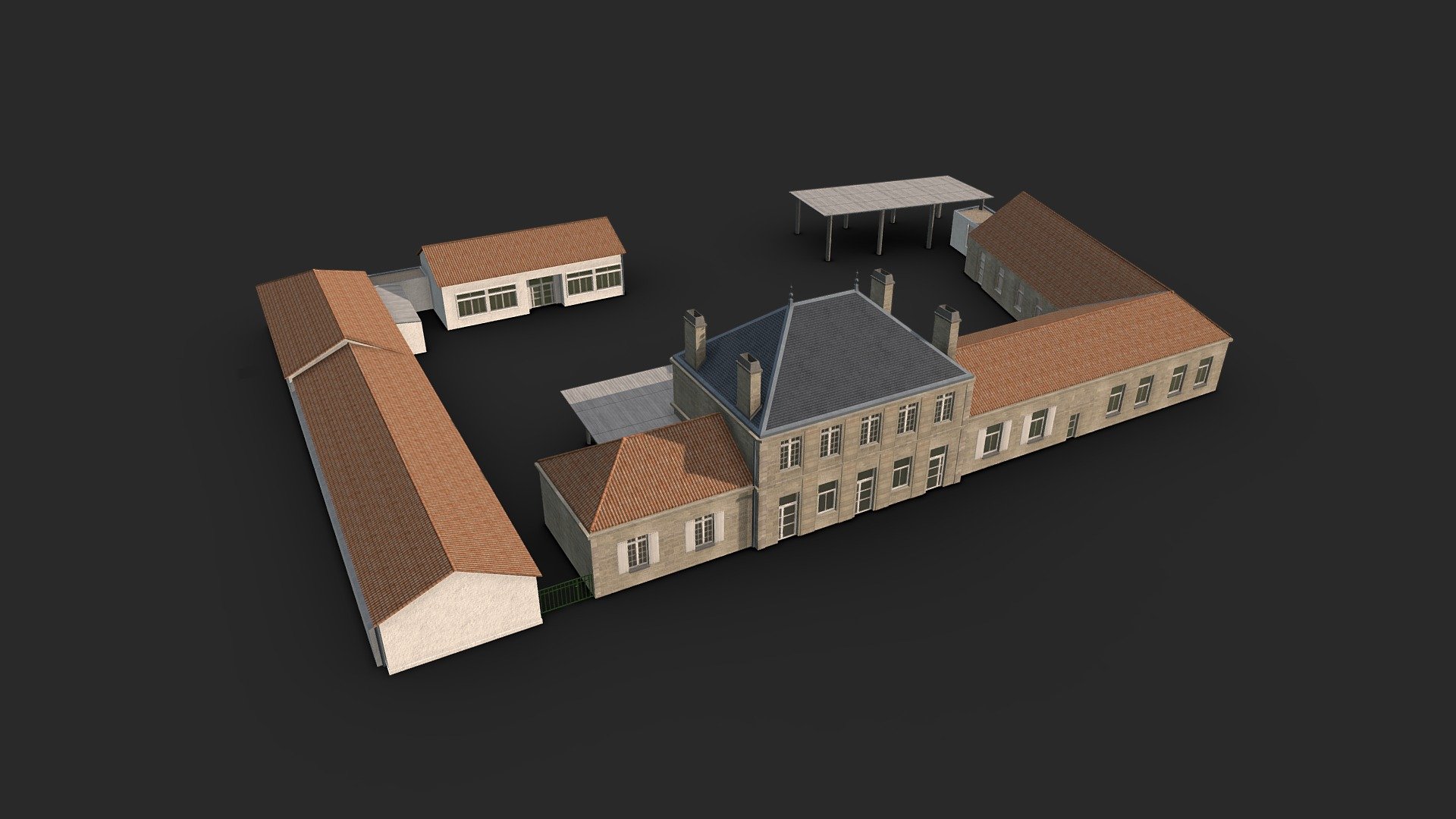 A French-inspired elementary school designed in lowpoly for the game Cities: Skylines 3d model