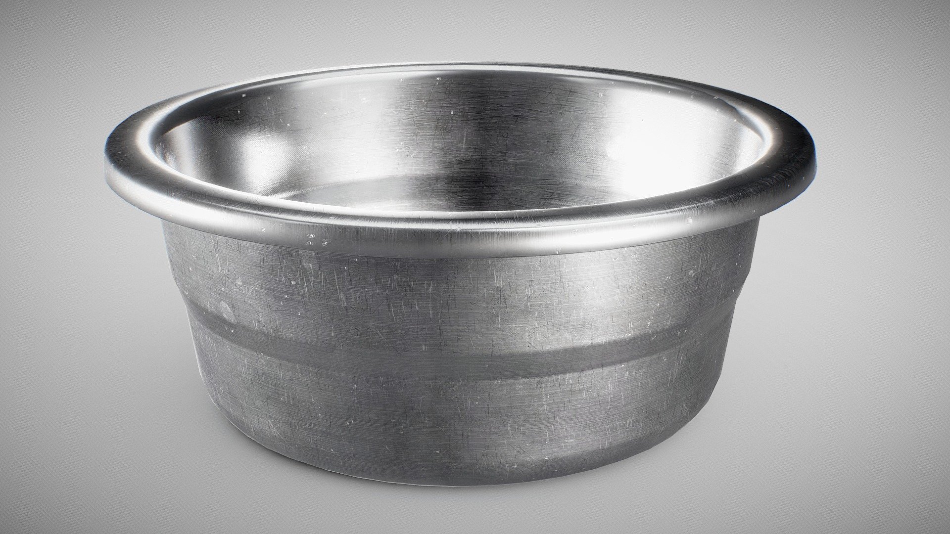 1) What is this product:

This product consist one midpoly gameready model of Used stainless bowl dishes.

Ready for Virtual Reality (VR), Augmented Reality (AR), games and other real-time apps, as well for advertising and commercial- Real measures.
PBR pipeline for realtime use.

Fine details.

Based on realworld reference, scanned and retouched by hand.

Decent poly count

2) Geometry:

Polygons: 3048

Tris: 5520

Vertices: 2762

Model is built to real-world scale.

UVs non overlapped,

Units used: centimeters.

Model cost 1 drawcall

3) Textures:
PBR textures contains : 4096x4096 (Albedo, Normal, Roughness, Metallness, Anisatropy_level, Anisatropy_Angle
Material BSDF anisatropic shader, all needed textures included.

If you need any other file format versions you can contact me to convert them. You can write me in personal message in any time, I’ll reply you quickly as possible, 
P.S. please give me a reviews and any feedback in comments I’m appreciate it ^^ thanks best regards David Adamson - Used stainless bowl kitchen dishes - Buy Royalty Free 3D model by flawlessnormals 3d model