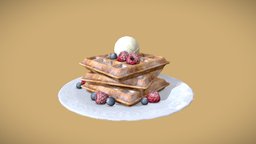 Belgian waffles food, props, waffle, 3d, lowpoly