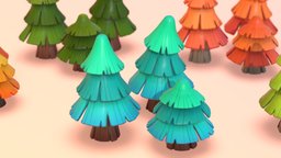 Pine Trees tree, scene, plant, forest, cute, flower, assets, set, pine, videogame, pack, foliage, props, nature, package, casual, fantasy-gameasset, cartoon, asset, game, blender, lowpoly, low, poly, stylized, fantasy, environment, noai