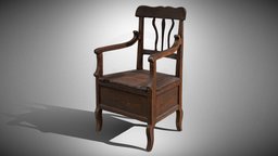 Night chair furniture, toilet, carpentry, 19th-century, manor-house, biedermeier, wood, animation, virtualmuseumsofmalopolska