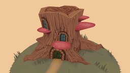 Tree House tree, face, forest, mushroom, trunk, nature, game-asset, tree-trunk, gameart, house, wood