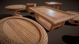 Carved Antique Wooden Tables Pack