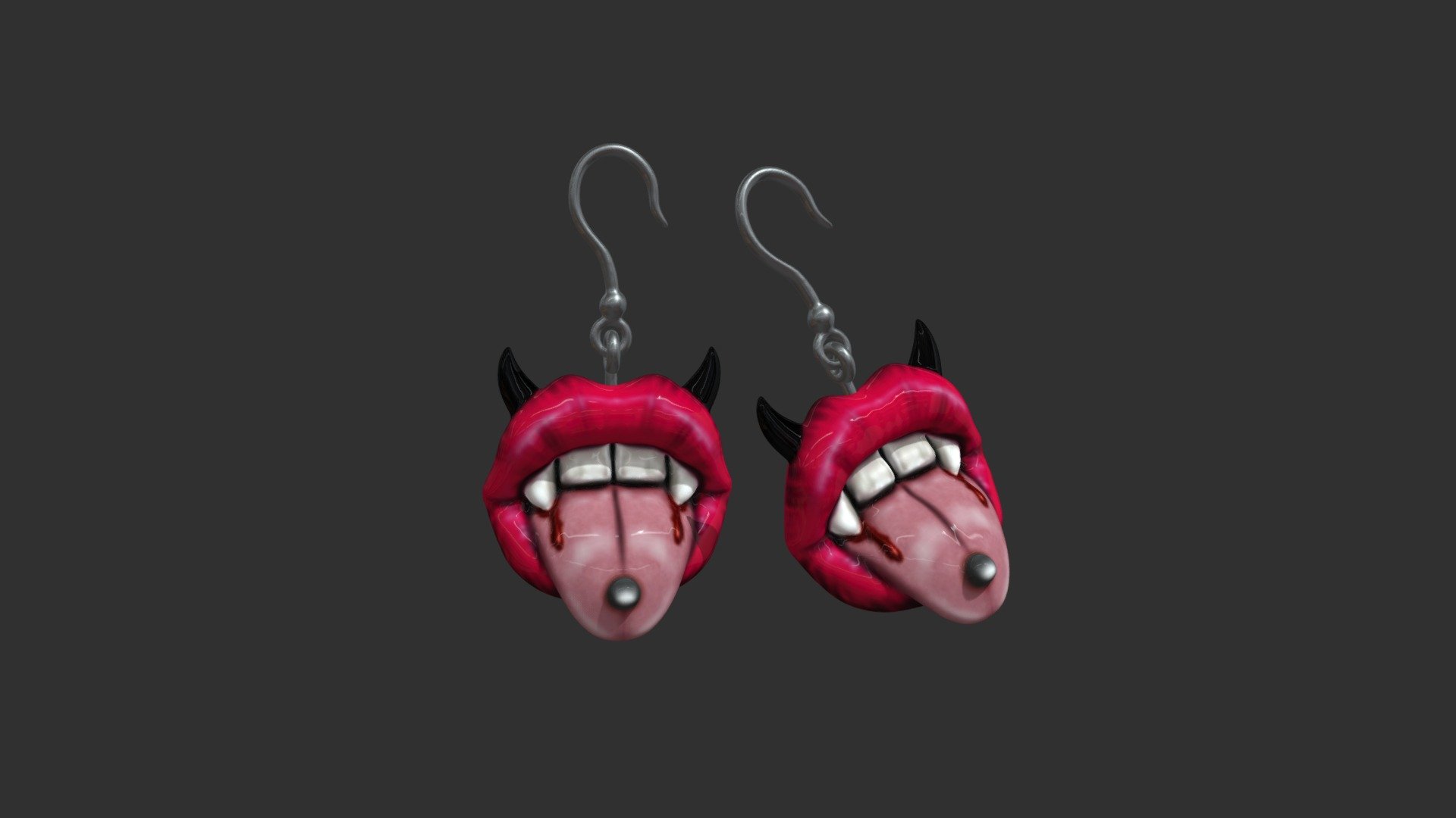 vampire mouth earrings jewelry, for 3d print 3d model