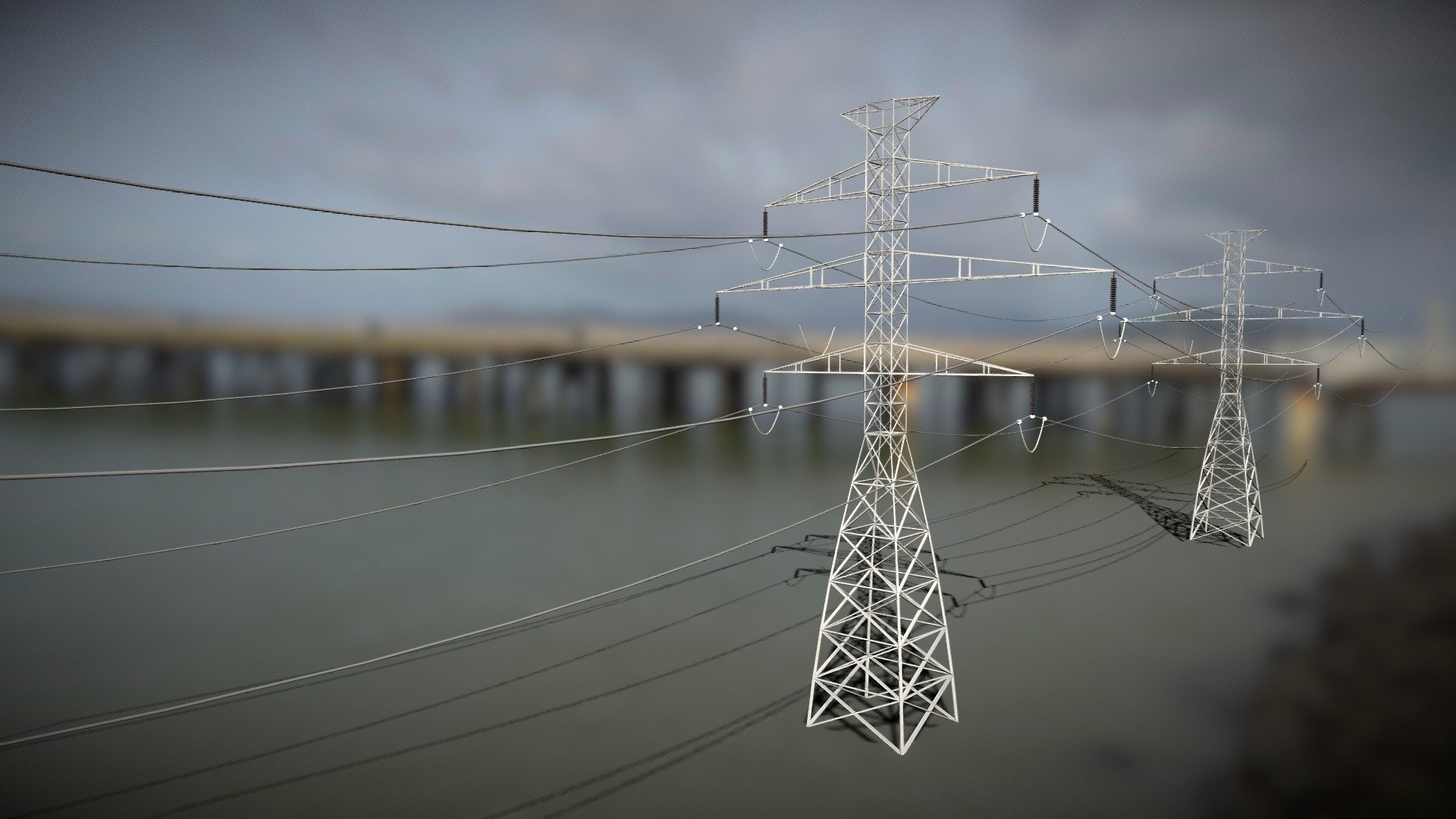 Simple loopable power lines - Power Lines - Electric Transformer - Download Free 3D model by Ak Productions (@Akcreations7k) 3d model