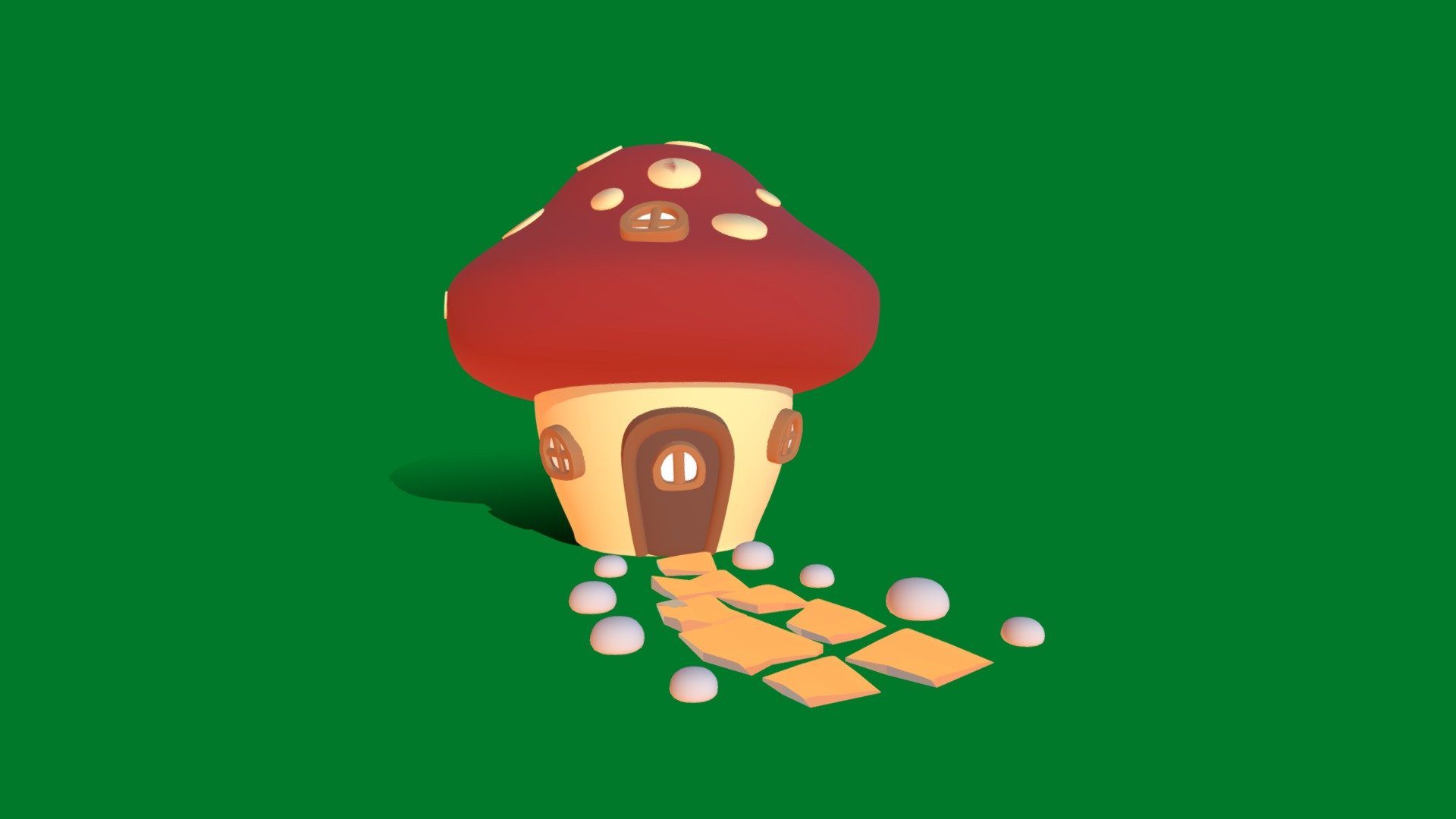 3D MUSHROOM -HOUSE - Modeling in blender 3D fairy house with windows and road with small rocks - 3D MASHROOM HOUSE - 3D model by RiverofCreative 3d model