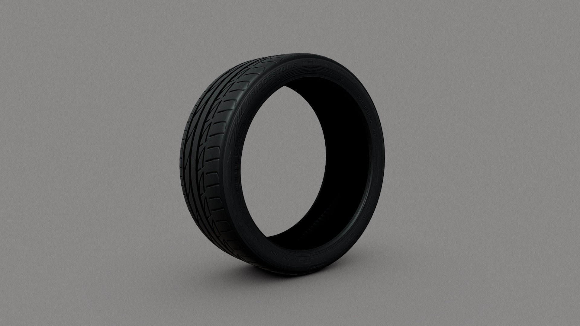 Bridgestone Potenza R17 

Modeled in Lightwave 3d, textured in Marmoset, with the help of Adobe Illustrator and Photoshop.

Some help from the NormalmapOnline site 3d model