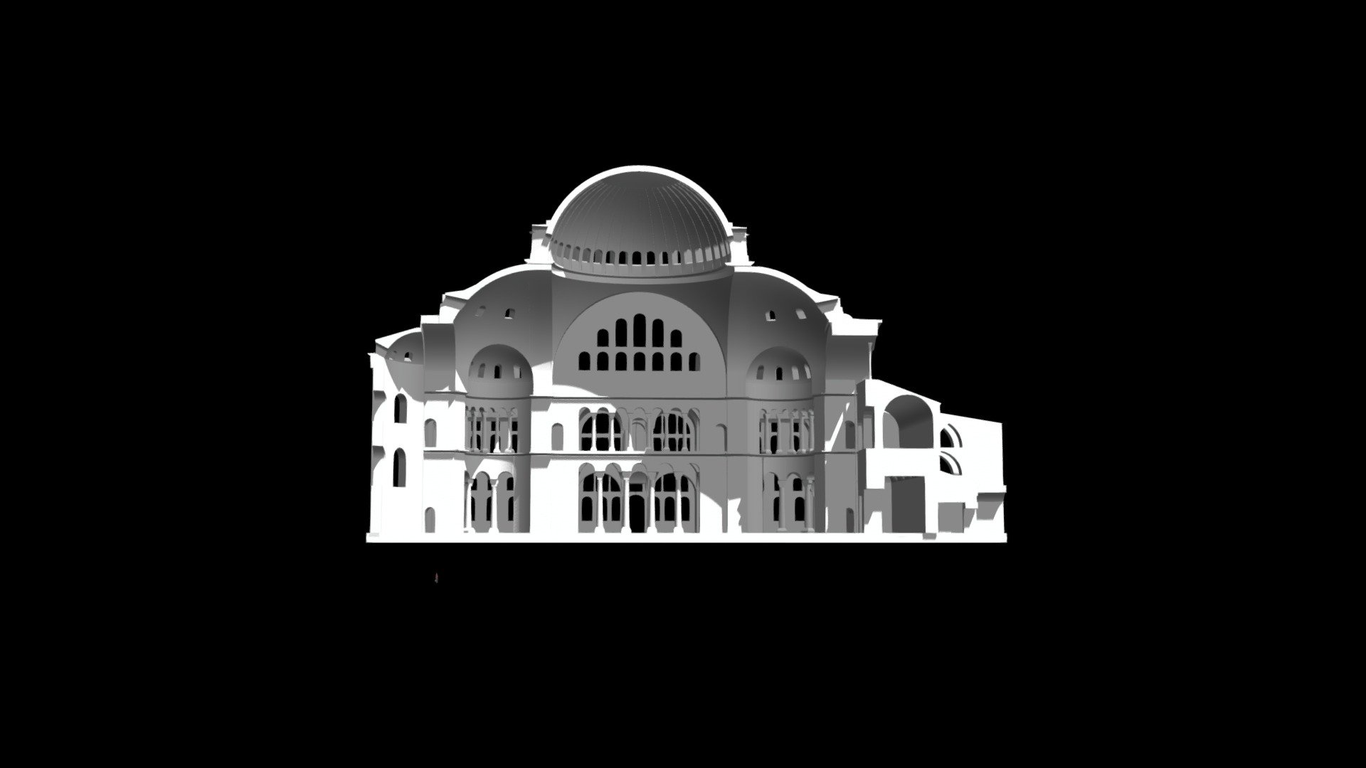 A cross section of the main building composing Hagia Sophia (Church, Nartex, Esonartex), in its byzantine stage - Hagia Sophia Section - 3D model by albertghezzi44 3d model
