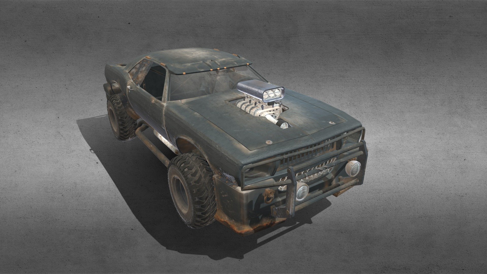 low poly model of post-apocalyptic off-road sedan. Game ready - Post-apocalyptic off-road Sedan - 3D model by deklox 3d model