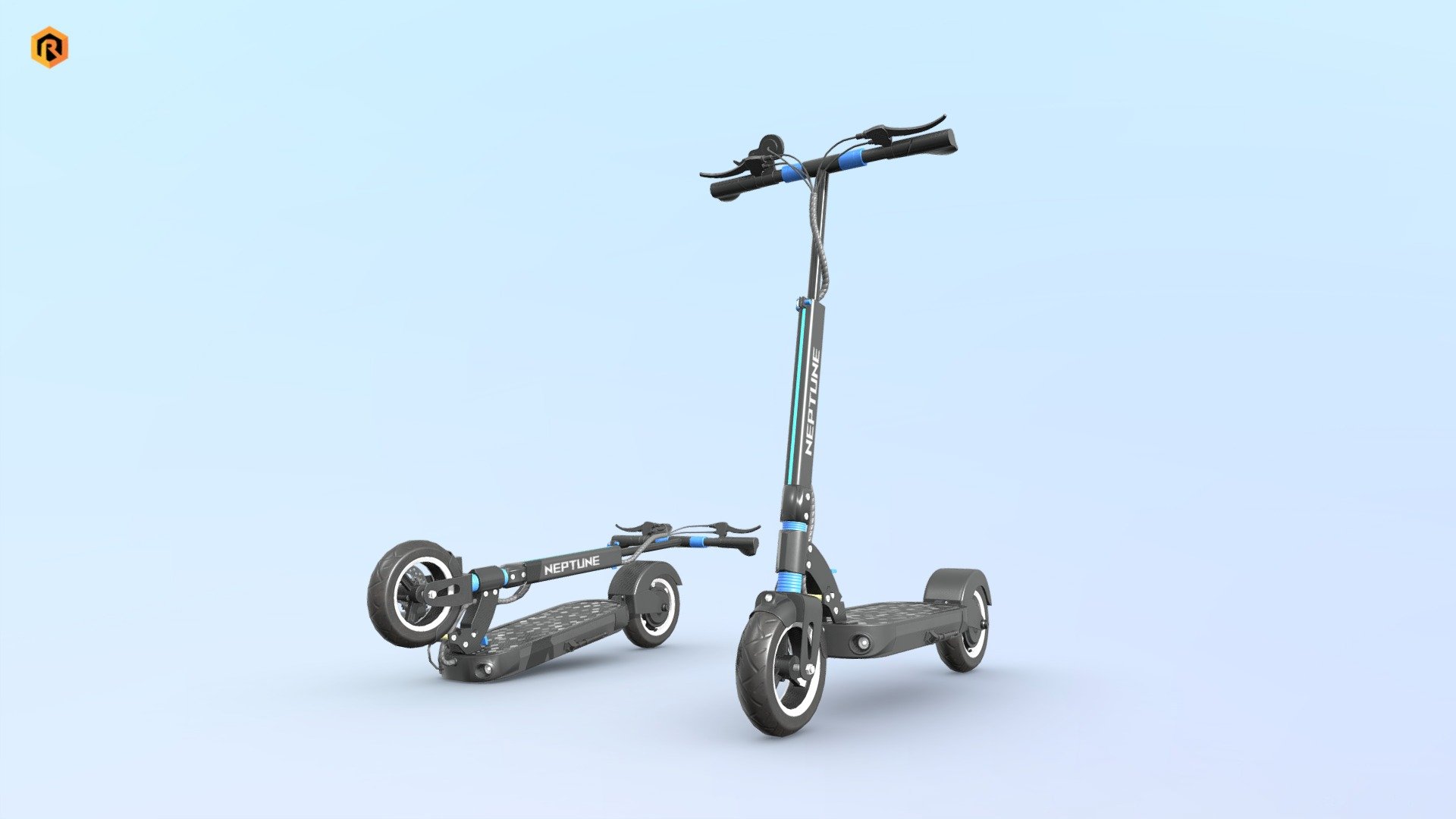 Low-poly PBR 3D model of Electric Scooter.  The model is divided into several parts in order to allow rigging and interfacing to some vehicle control system. There is open and folded version of the scooter in the package.

This asset is best for use in games and other VR / AR, real-time applications such as Unity or Unreal Engine.
It can also be rendered in Blender (ex Cycles) or Vray as the model is equipped with all required PBR textures.  

Technical details:




3 PBR textures sets (Main Body, Emission and Alpha)

16140 Triangles.

16007  Vertices.

The model is divided into several objects to make it easier to configure different variants of the vehicle.

Lot of additional file formats included (Blender, Unity, UE4, Maya etc.)  

More file formats are available in additional zip file on product page.

Please feel free to contact me if you have any questions or need any support for this asset.

Support e-mail: support@rescue3d.com - Electric Scooter - Buy Royalty Free 3D model by Rescue3D Assets (@rescue3d) 3d model