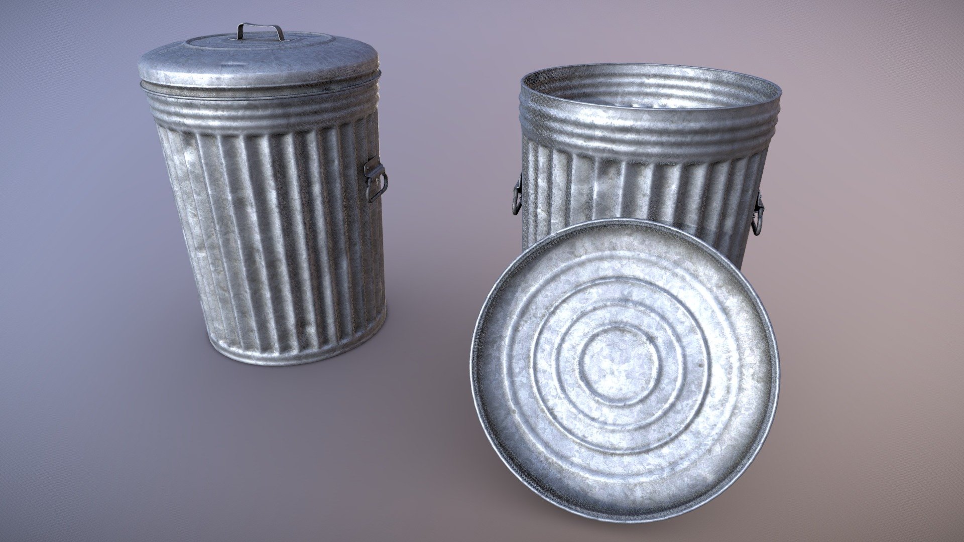 Trash Can designed for PBR engines. Lid is removable and interior is fully modelled.

Originally modeled in 3ds Max 2019. Download includes .max, .fbx, .obj, metal/roughness PBR textures, textures for Unity and Unreal Engines, and additional texture maps such as curvature, AO, and color ID.

Includes 3 levels of LOD.

Specs


Scaled to approximate real world size (centimeters)
Mesh is in tris. Quaded version of the mesh also included.

Textures

1 Material: 2048x2048 Base Color, Roughness, Metallic, Normal, AO

Unity Engine 5 Textures: AlbedoTransparency, MetallicSmoothness, Normal, Occlusion

Unreal Engine 4 Textures: BaseColor, Normal, RoughnessMetallicAO - Trash Can - For Sale - Buy Royalty Free 3D model by Luchador (@Luchador90) 3d model