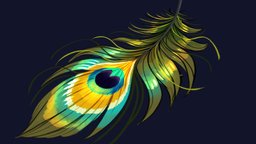 Peacock feather v.3 pluma pavo real 3d free