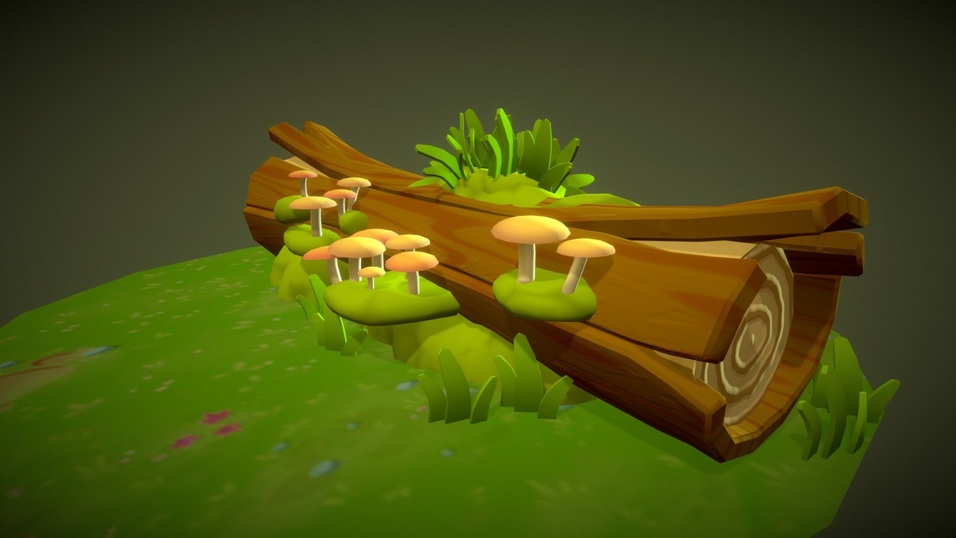Stylized cartoon fallen tree with moss and mushrooms

Casual graphics

Game asset

Low poly

Textured
 - Cartoon fallen tree - Download Free 3D model by neon_dust (@h_miller) 3d model