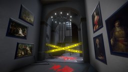 Crime scene scene, room, police, scenery, painting, table, enviroment, crime, environmental, criminal, freecad, level-design, envisioneer, stair, chair, free, environment