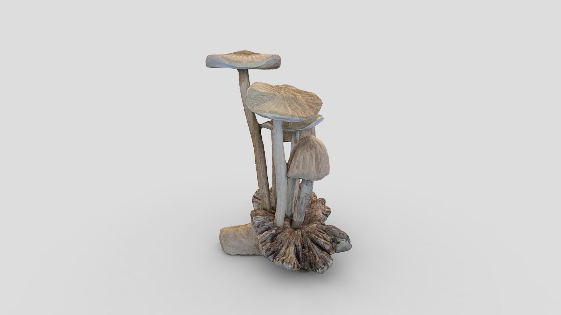 Bali handy craft - Mushroom wood - Download Free 3D model by tutor3d 3d model