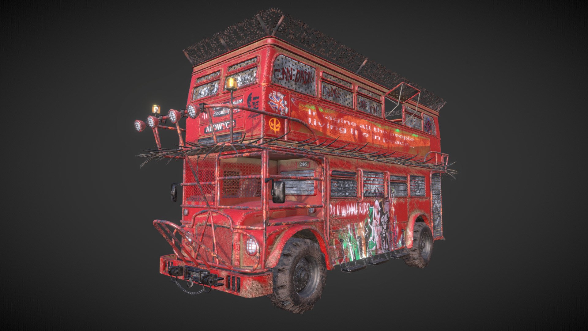 Hum3D Survival 3D art challange Serhan Dereli Submission.
https://forums.hum3d.com/main-forum/survival-car-2018-double-decker/ - Dabıl Bekkır - 3D model by dereli 3d model