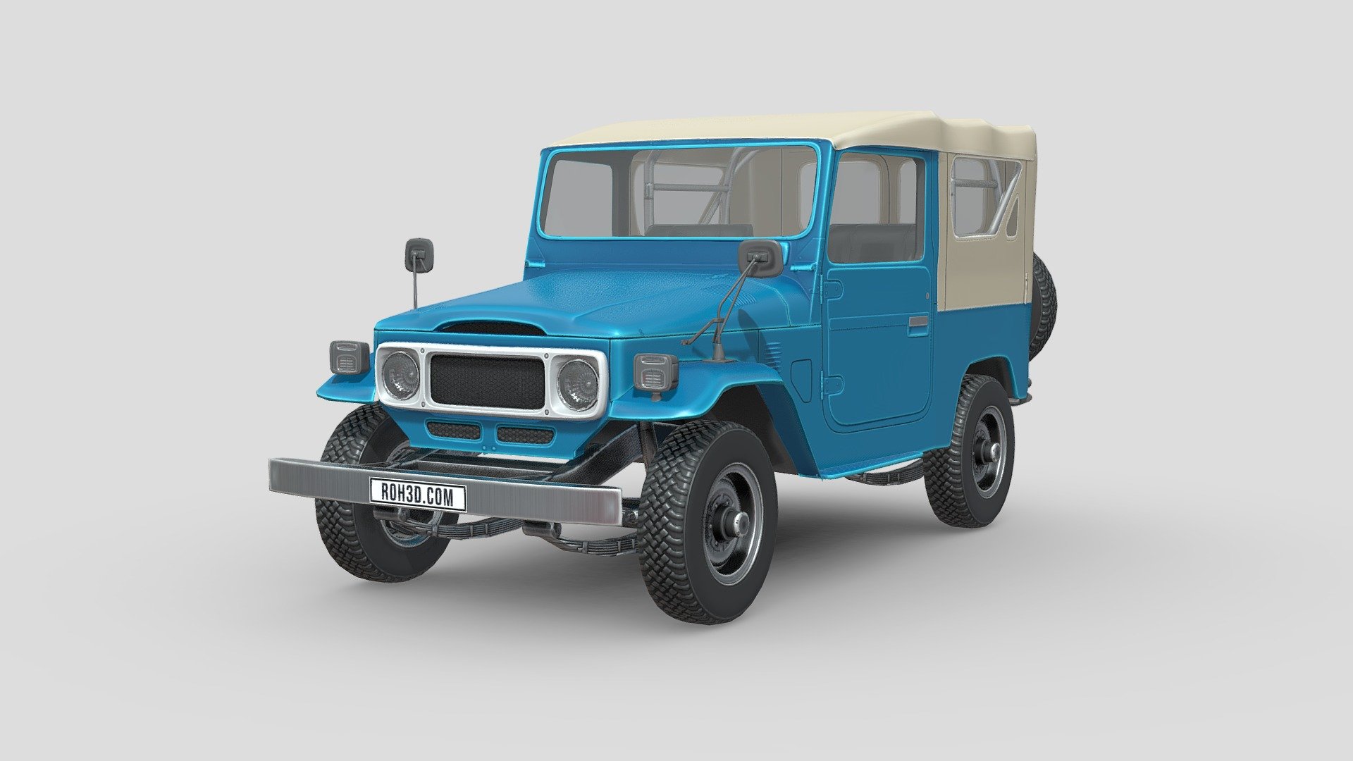 The Toyota Land Cruiser (J40), is a series of Land Cruisers made by Toyota from 1960 until 2001. Traditional body on frame, most 40 series Land Cruisers were built as 2-door models with slightly larger dimensions than the similar Jeep CJ.

The model was available in short (J40/41/42), medium (J43/44/46) and long (J45/47) wheelbase versions, with petrol and diesel engines 3d model