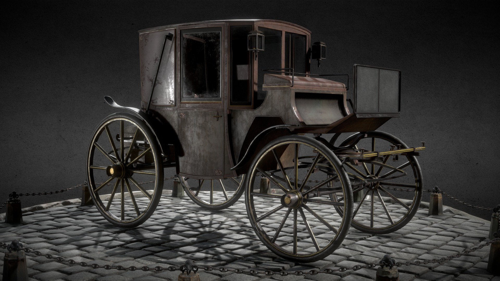 —General Information—
Based on Brougham Carriage, built in the 19 century.
Lowpoly and optimized for modern game engines. High quality textures(PBR), optimized for Unity 5 and UE4(Included MRAO)

—Texture Information— (4 sets in .tga)

General PBR textures: BaseColor, Metallic, Roughness, Normal, AO, Opacity
Unity 5 Textures: Albedo, MetallicSmoothness, Normal
Unreal Engine 4 textures: BaseColor, OcclusionRoughnessMetallic, Normal

—Model Information—
- Polycount: 19 284 Tris - Brougham Carriage - Game Ready 3D Model - Buy Royalty Free 3D model by Szymon Kardaczynski (@kardaczynski) 3d model