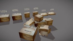 CardBoard Box Pack abandoned, cardboard, dirty, realistic, old, box, cardboardbox, 1024x1024, 4096x4096, asset, lowpoly, gameready