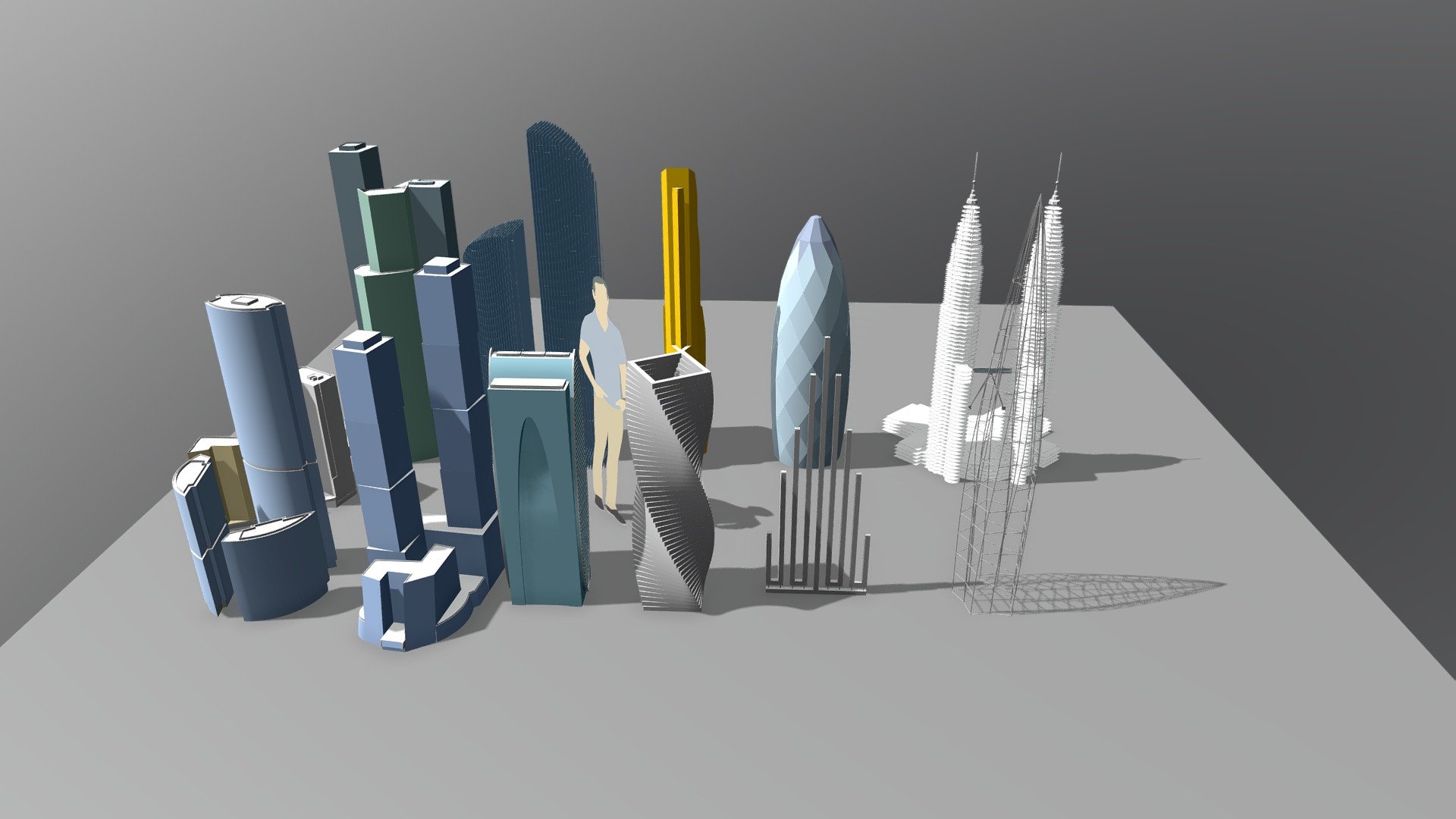 Models of skyscrapers for exhibition - 3D model by AlexMish 3d model