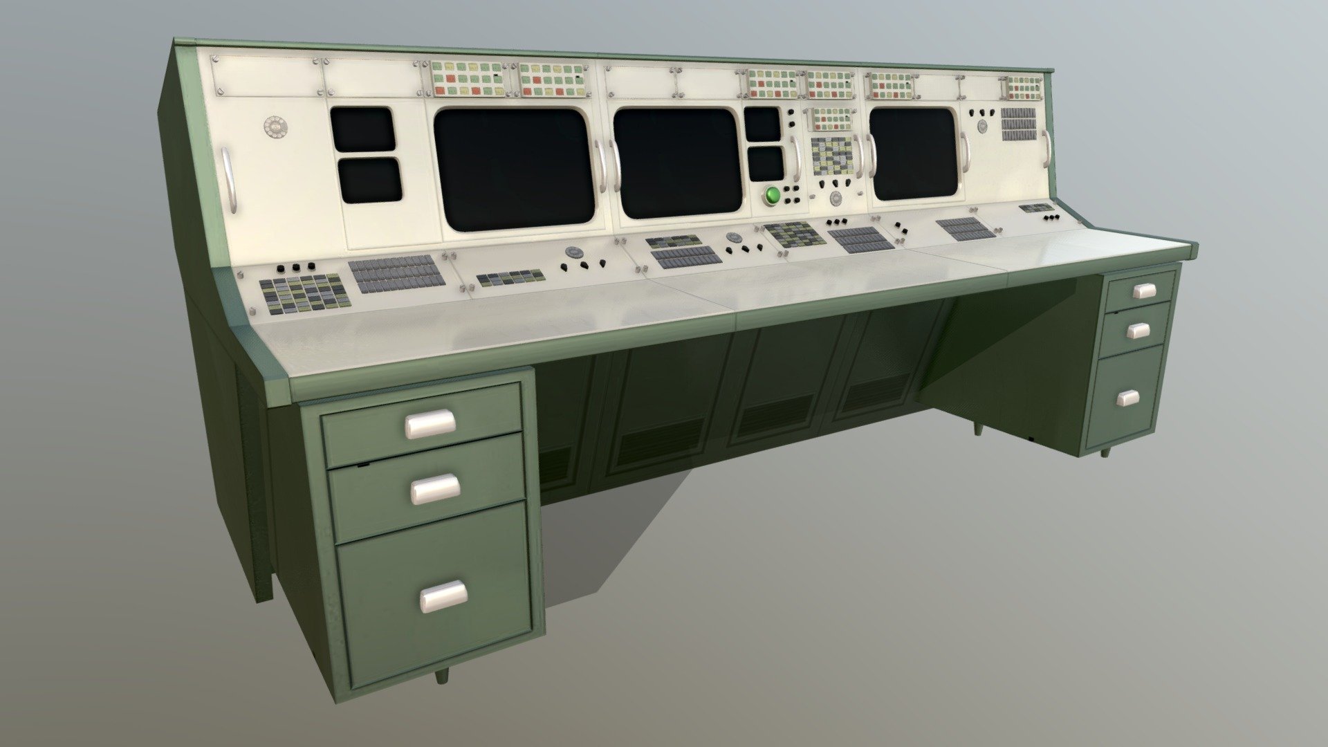 A retro mission control center computer console, inspired by those from NASA mission control center 1970's. This is for a game jam project I'm working on with colleagues. Model includes diffuse, roughness, metallic and normal maps 3d model